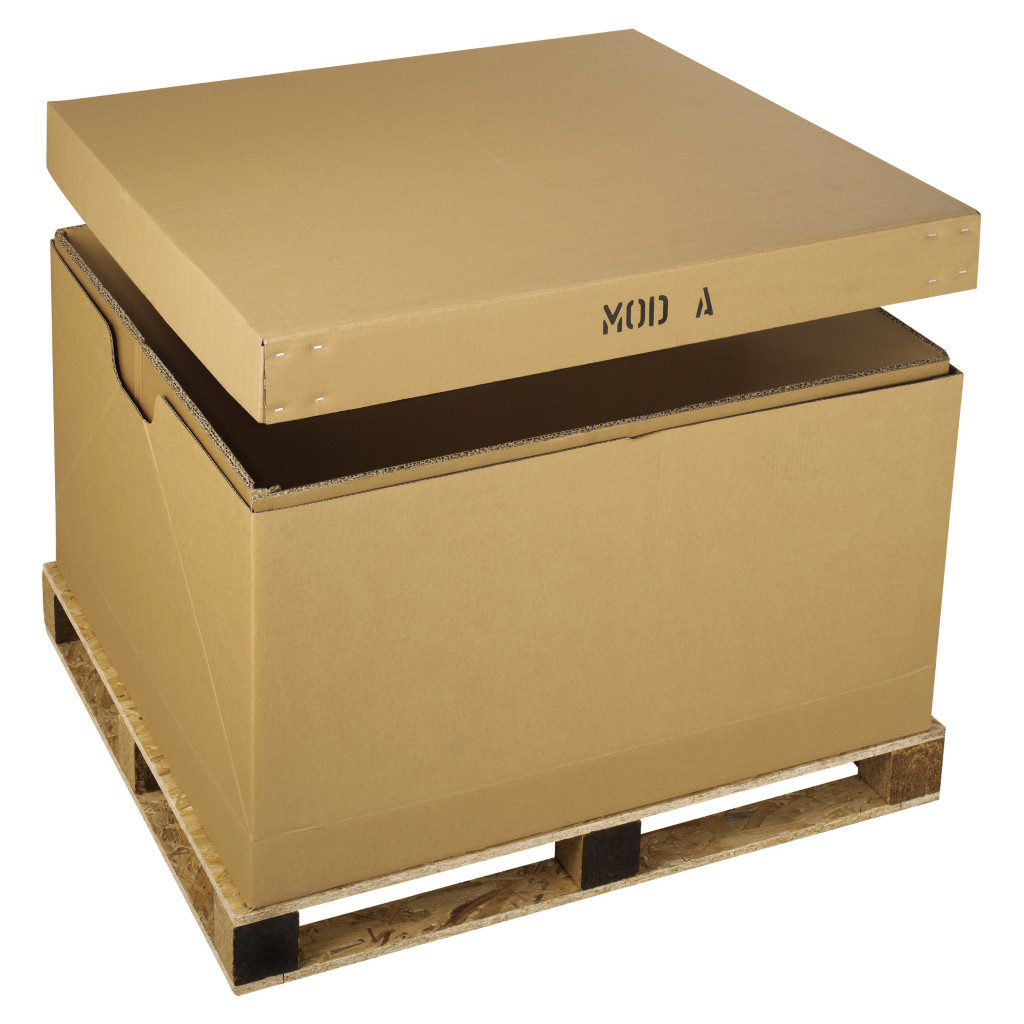 Caisse-palette en carton KAY-MODULE® pour export maritime et routier 
