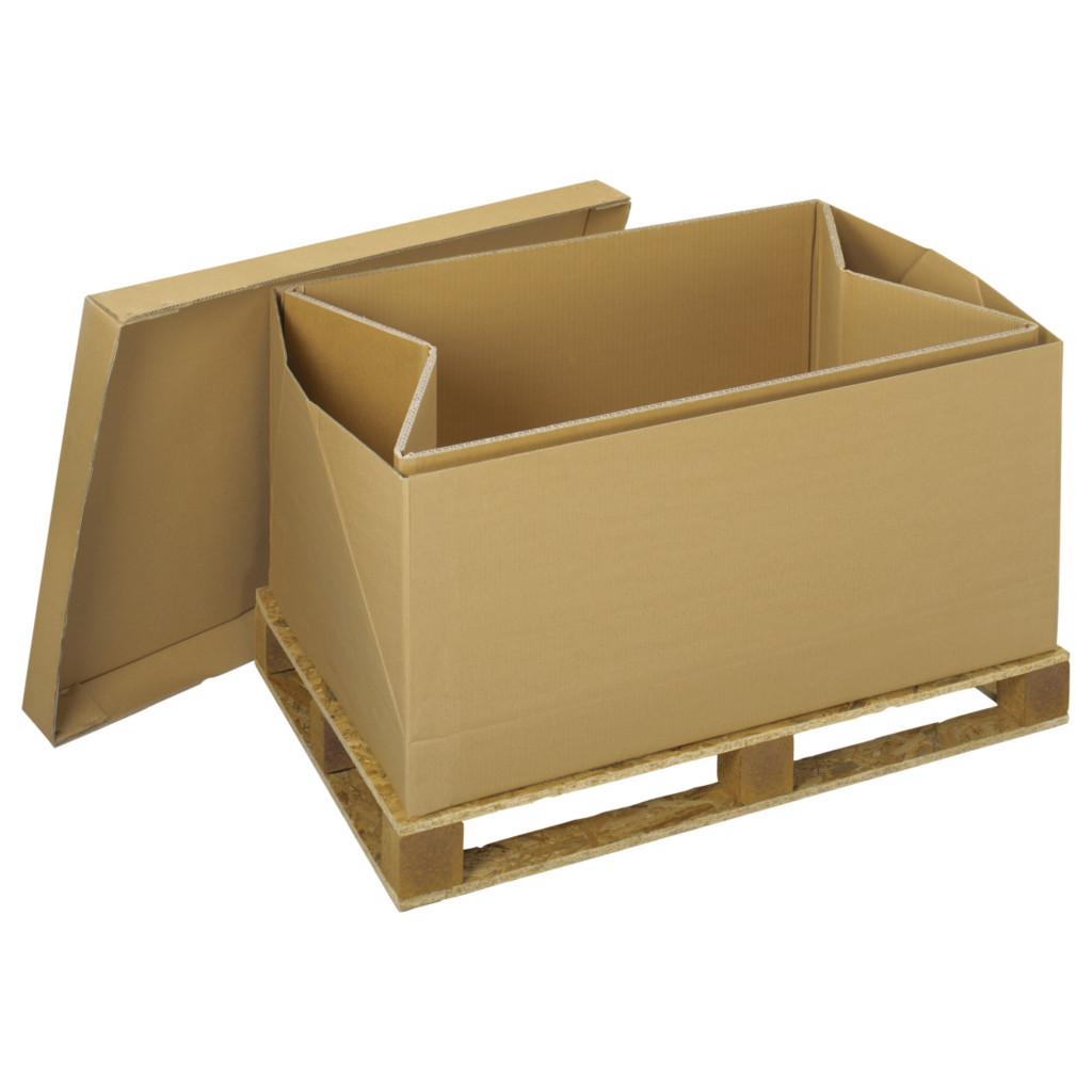 Caisse-palette en carton KAY-MODULE® pour export maritime et routier 
