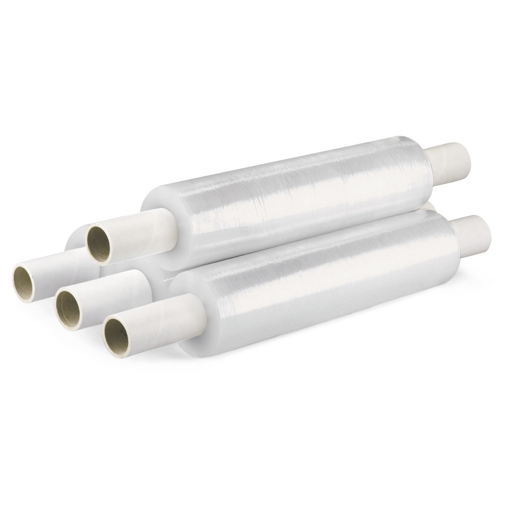 Extended cardboard core blown stretch film