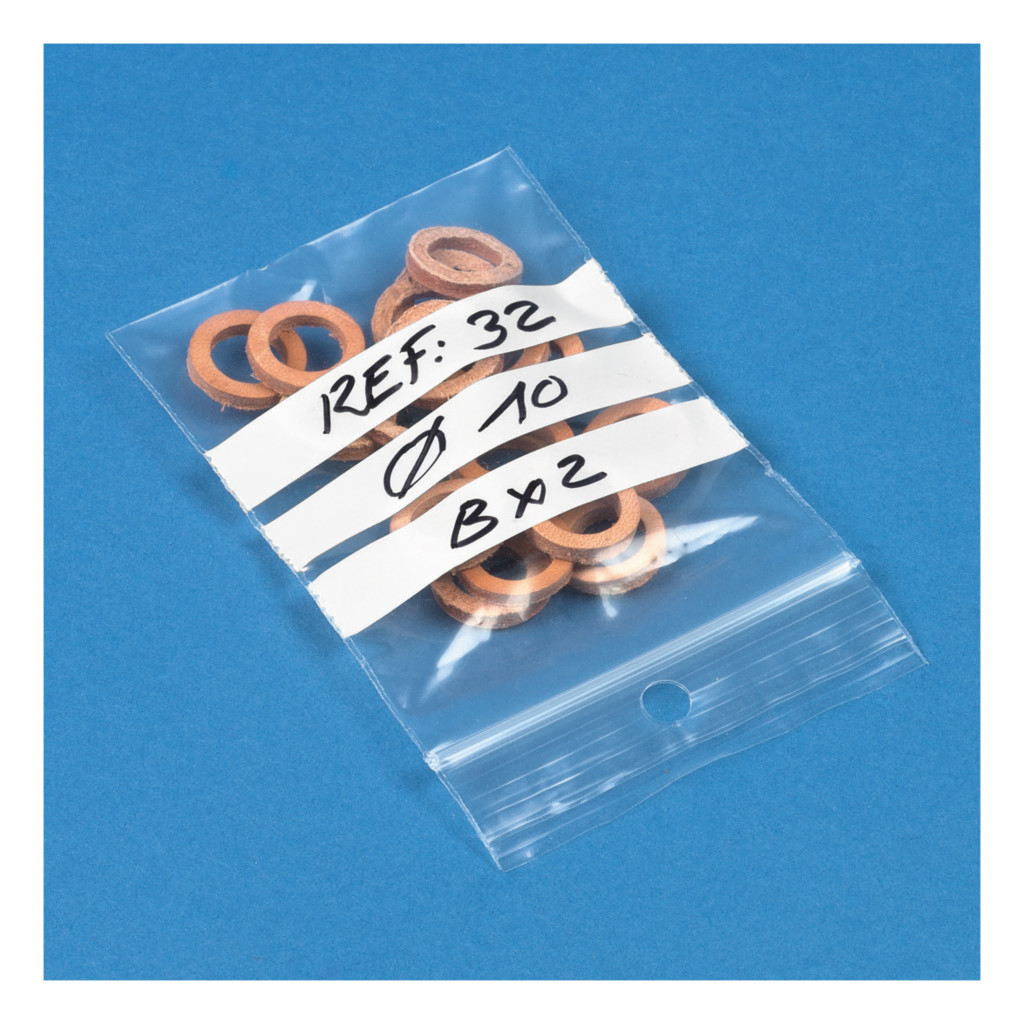 Sachet plastique à fermeture zip à bandes blanches 50 microns RAJAGRIP Éco