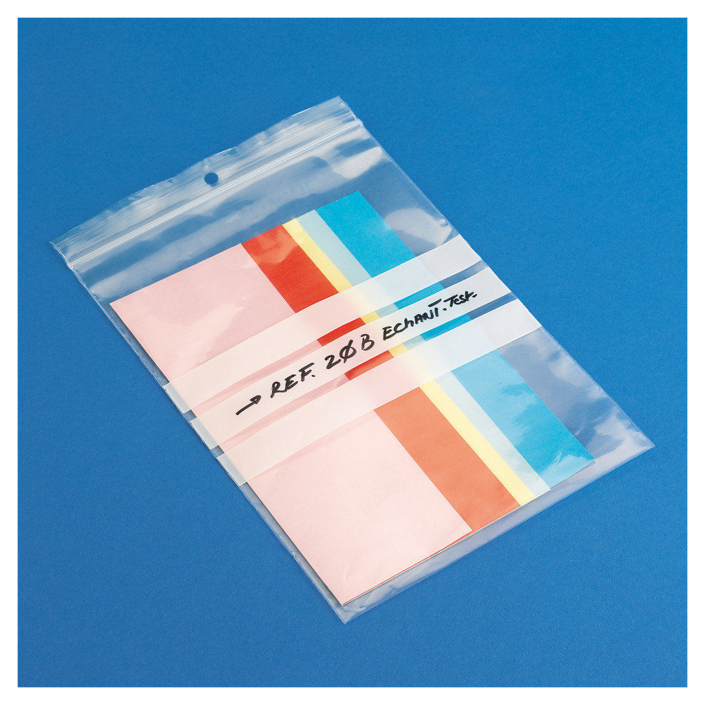 Sachet plastique à fermeture zip à bandes blanches 50 microns RAJAGRIP Éco