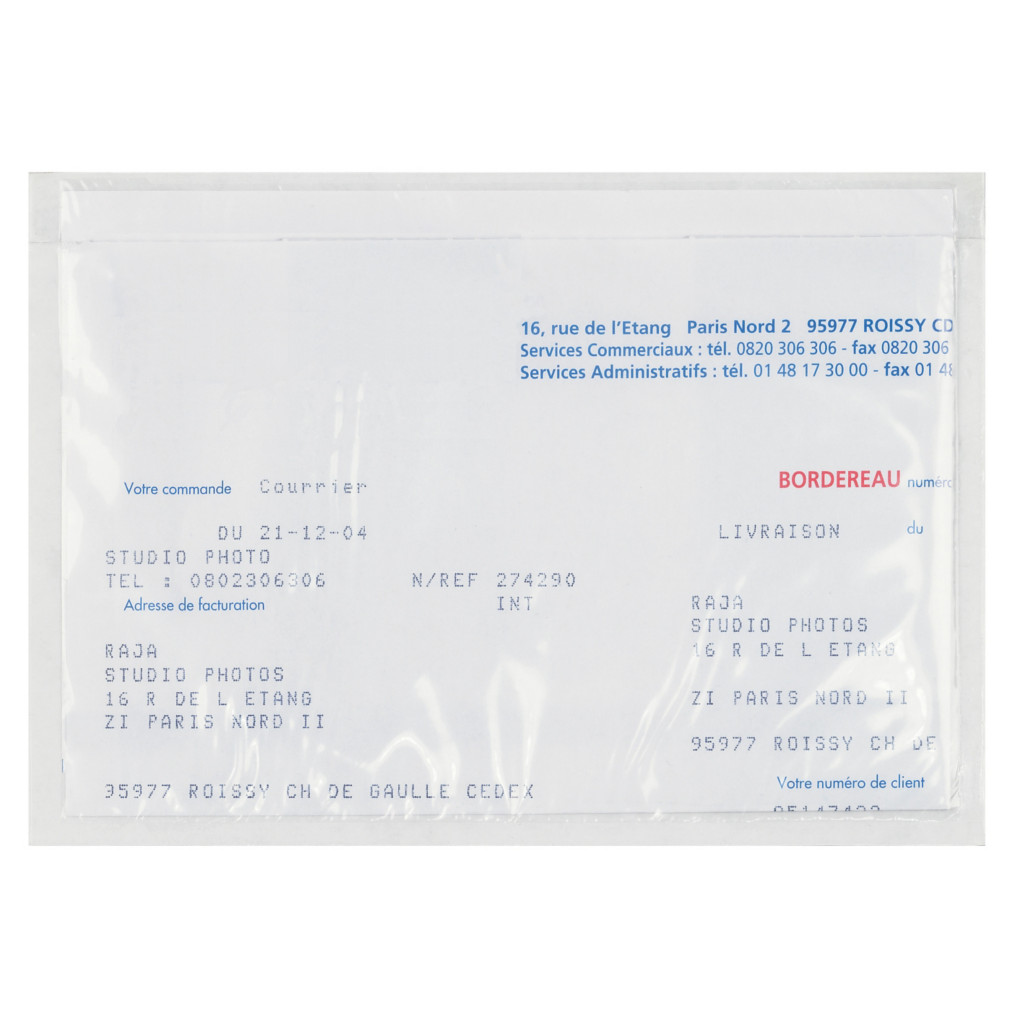 Pochette porte-documents adhésive transparente Rajalist Eco
