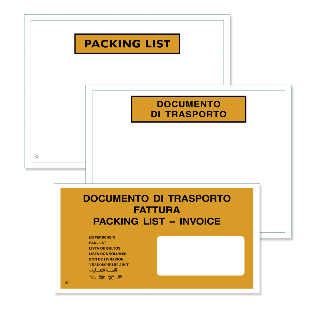 Buste portadocumenti autoadesive con altri messaggi RAJALIST