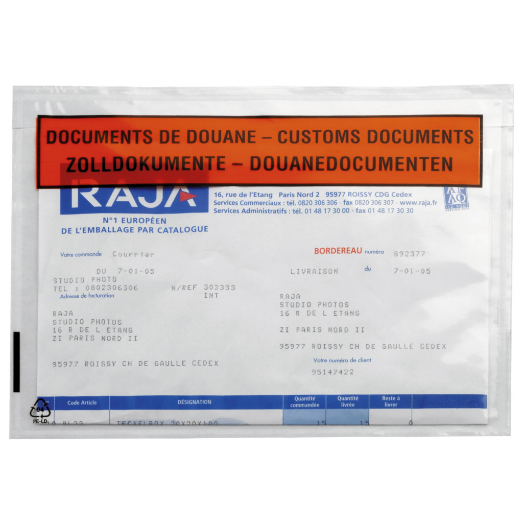 Pochette porte-documents adhésive imprimée Rajalist Eco