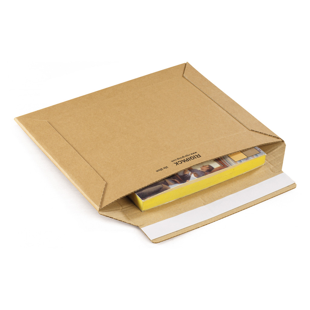 Pochette Rigipack brune en carton avec fermeture adhésive