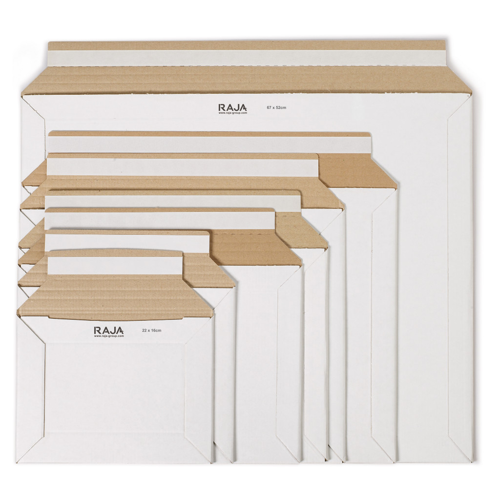 Rigipack white, panel wrap cardboard mailers