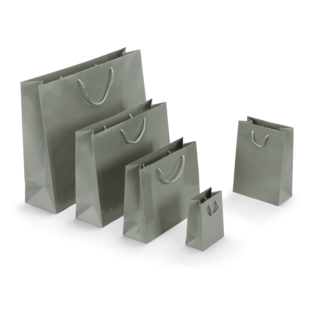 Laminated paper gift bags with a gloss finish