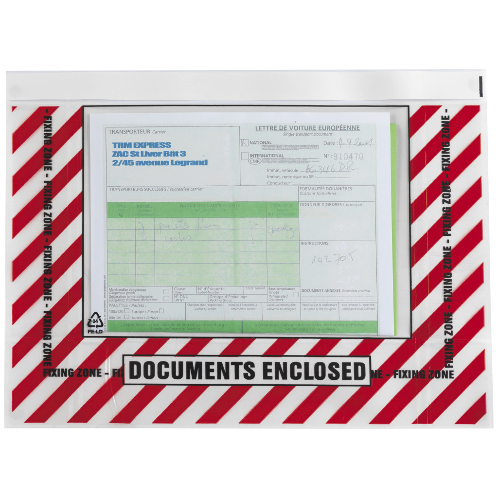Pochette porte-documents adhésives imprimée avec fermeture repositionnable