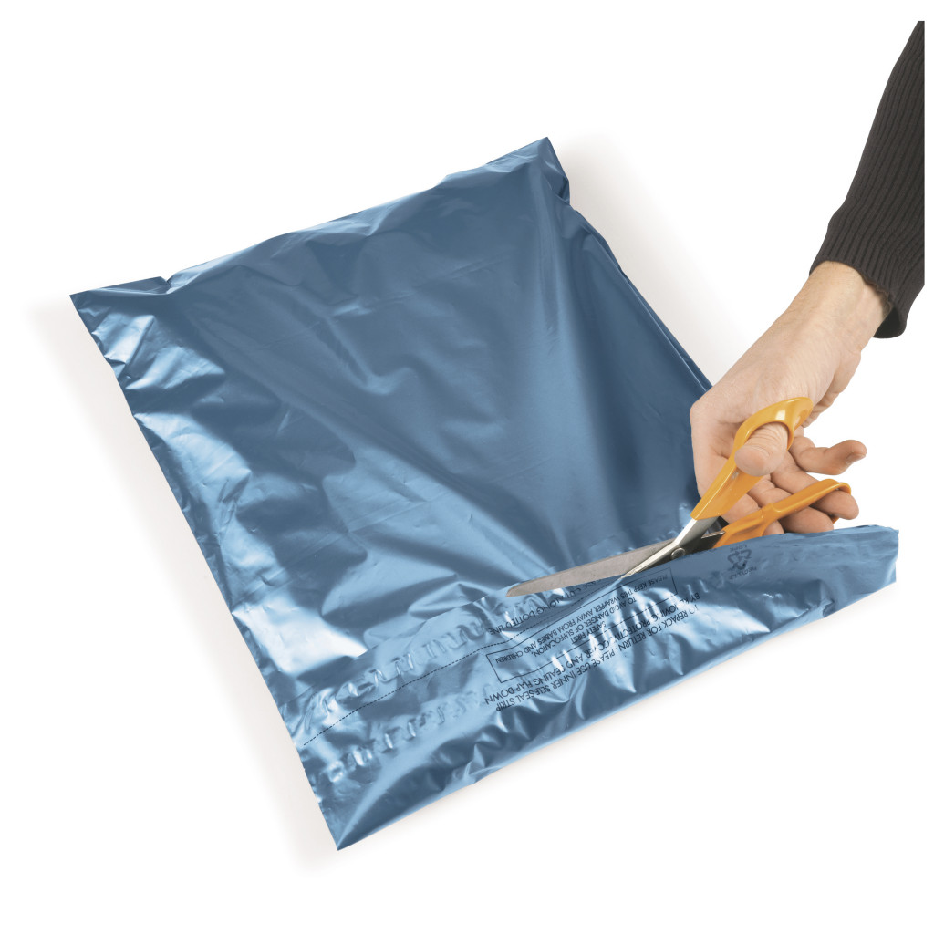 Plastic mailing bag with dual adhesive strip
