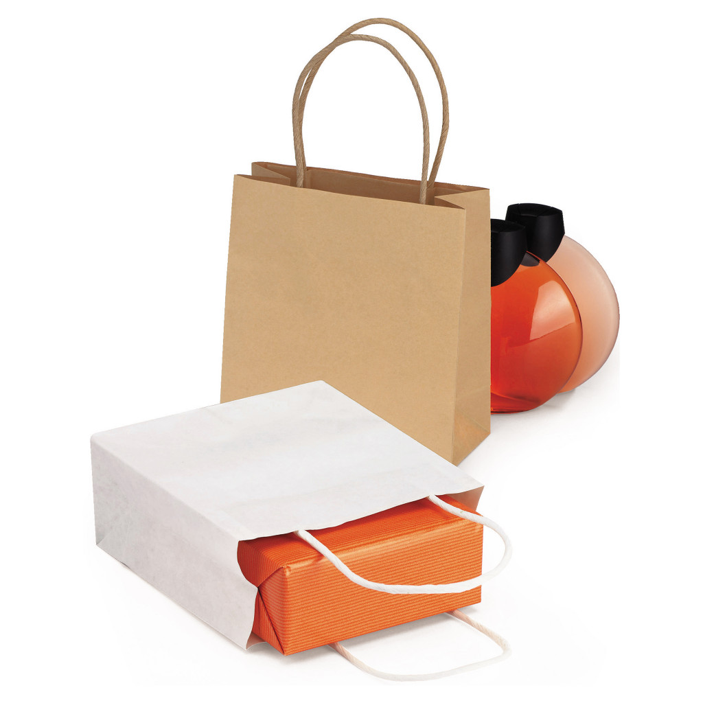 Mini shopper in carta bianca o avana con maniglie ritorte