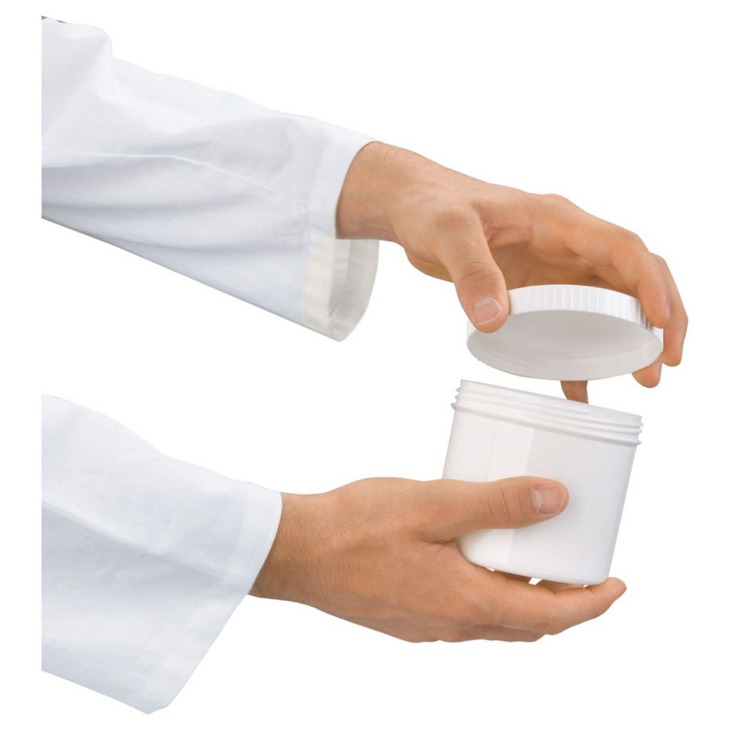 Pot plastique blanc opaque rond à couvercle vissant