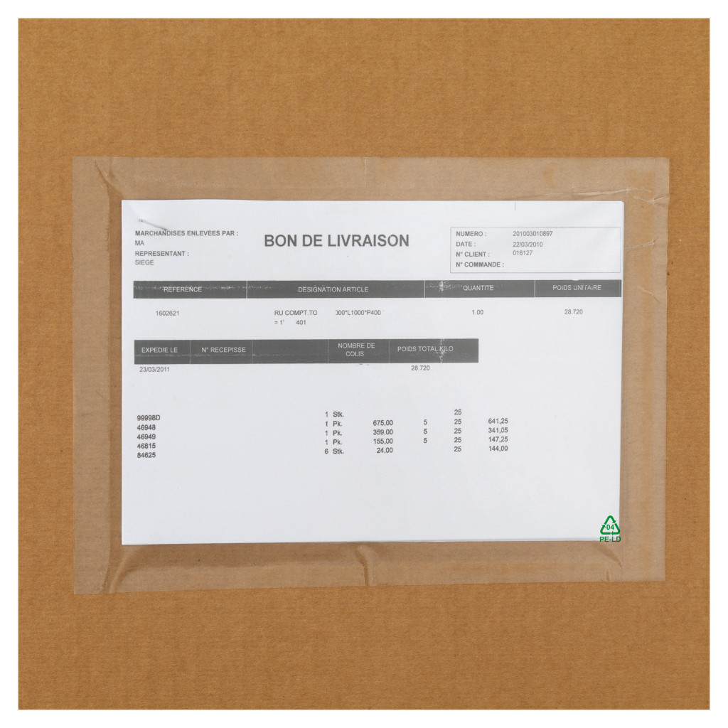 Pochette porte-documents adhésive transparente Quicklist
