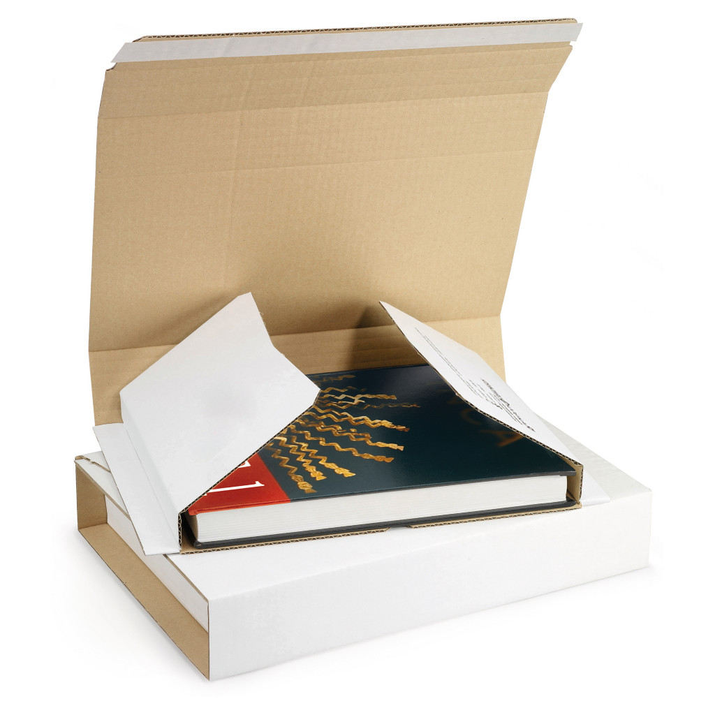 Etui postal carton blanc Rajabook Standard pour livres