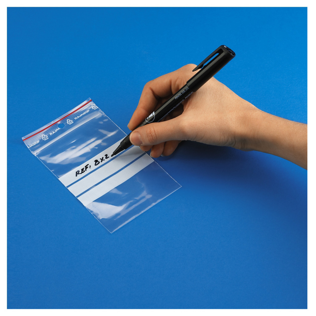 Sachet plastique à fermeture zip à bandes blanches 60 microns RAJAGRIP Super