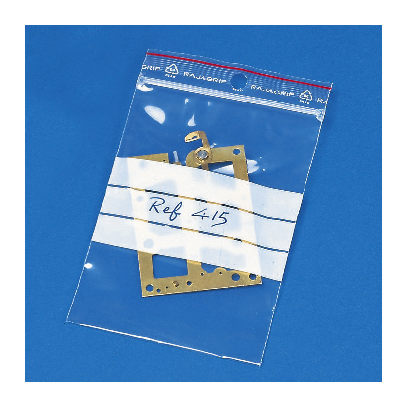 Sachet plastique à fermeture zip à bandes blanches 60 microns RAJAGRIP Super