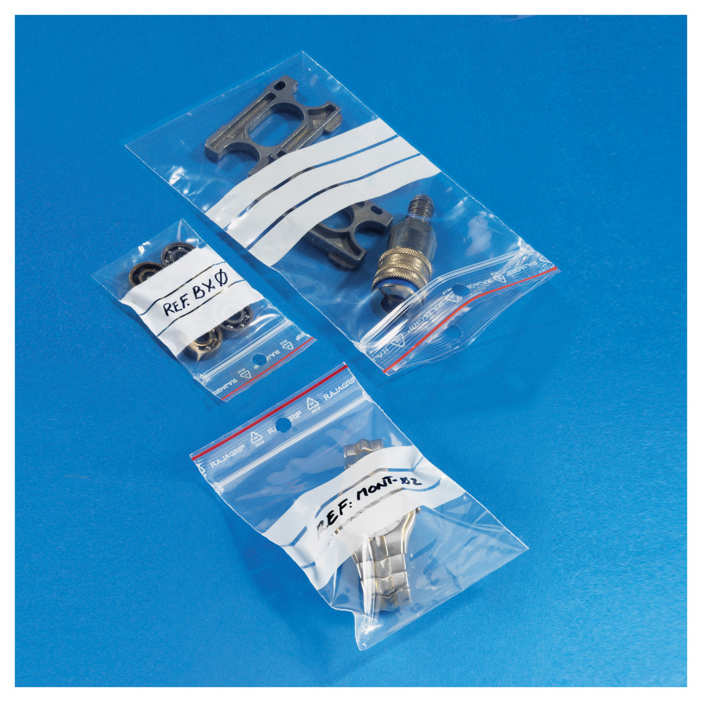 Sachet plastique à fermeture zip à bandes blanches 60 microns RAJAGRIP Super