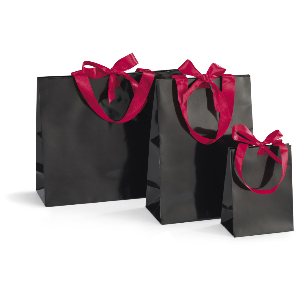 Buste shopper lusso con maniglie in nastro satin