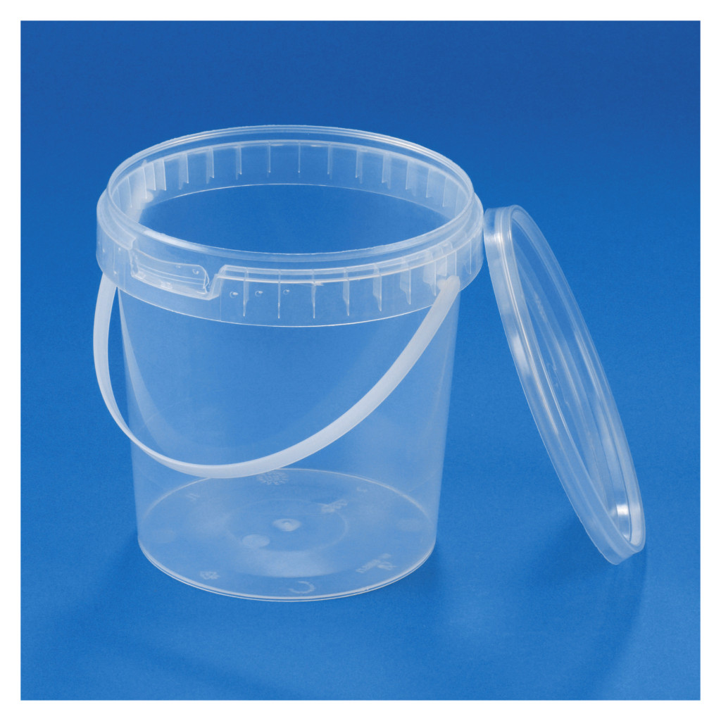Seau plastique transparent