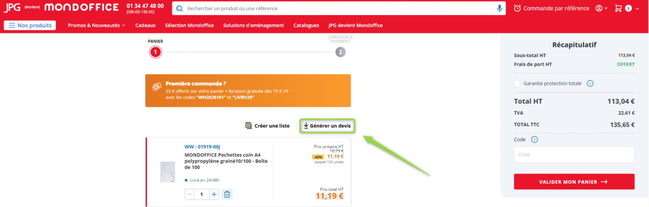 Demande devis panier