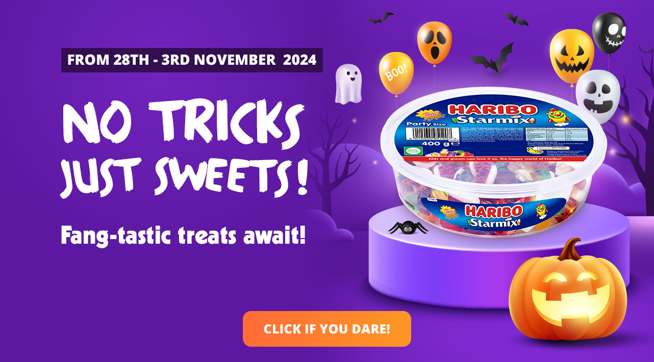 From 28th - 3rd November 2024 NO TRICKS JUST SWEETS! Fang-tastic treats await!