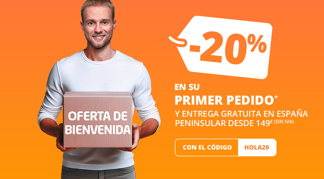 Oferta de Bienvenida: -20% en su primer pedido y entrega gratuita en España Peninsular desde 149€ (sin IVA)