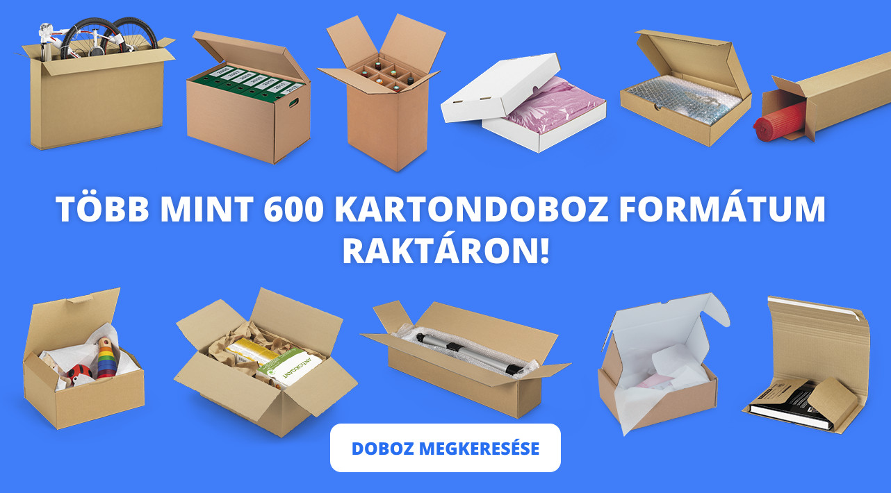 Több mint 600 kartondoboz formátum raktáron!