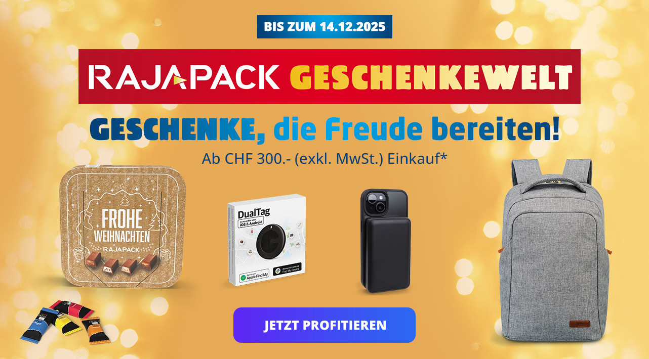 RAJAPACK Geschenkewelt - GESCHENKE, die Freude bereiten! Ab CHF 300 exkl. MwSt.