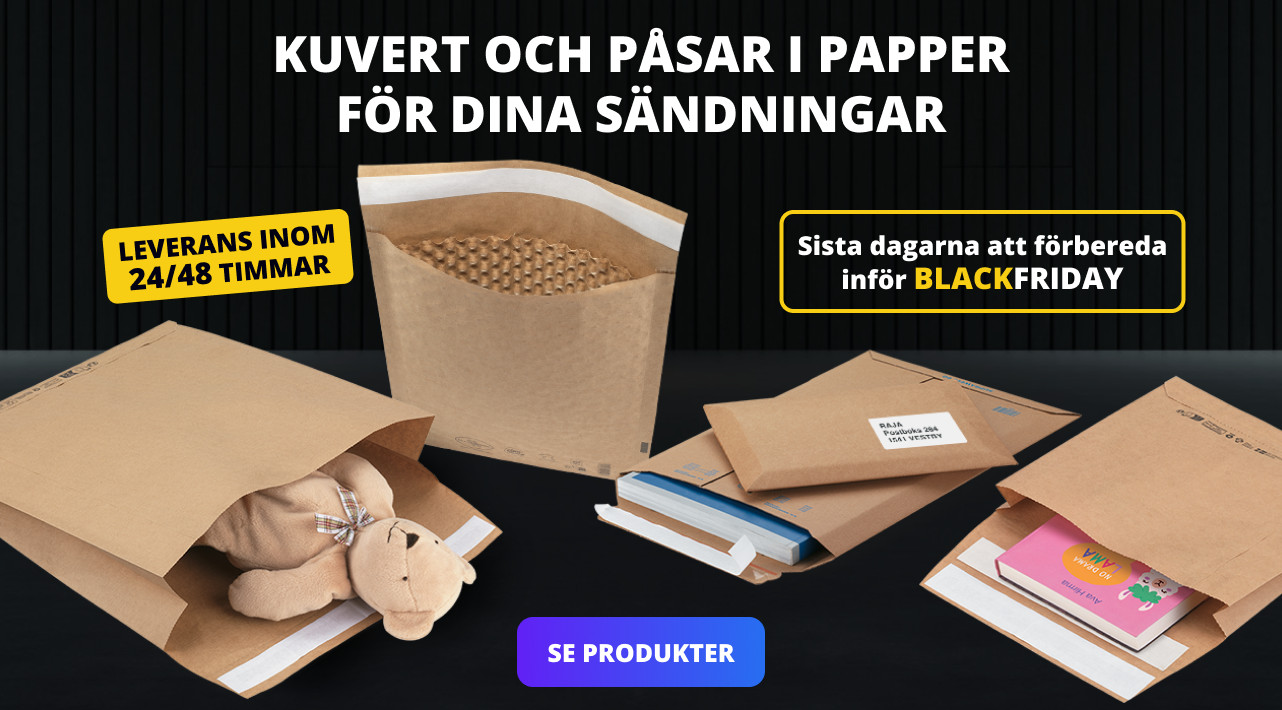 Kuvert och påsar i papper för dina sändningar - Sista dagarna att förbereda inför BLACKFRIDAY