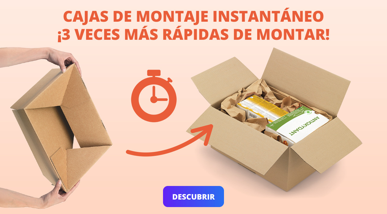 Cajas de cartón de montaje instantáneo ¡3 veces más rápidas de montar!