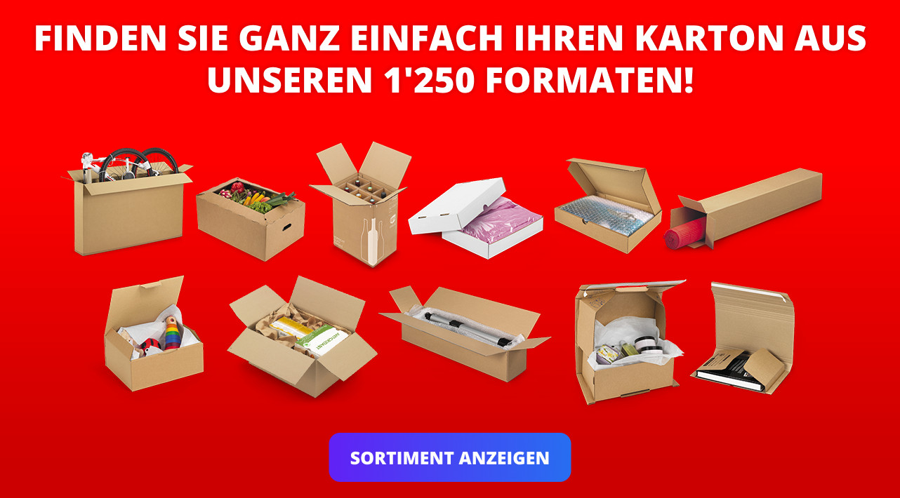 FINDEN SIE GANZ EINFACH IHREN KARTON AUS UNSEREN 1'250 FORMATEN!