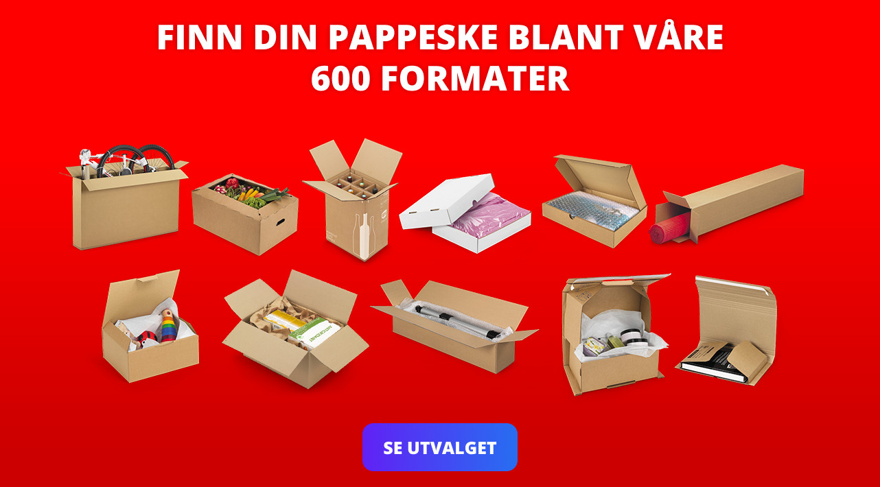 Finn din pappeske blant våre 600 formater