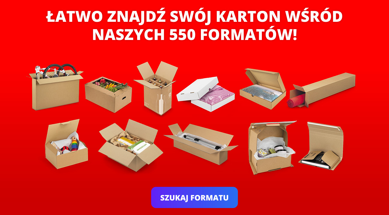 Łatwo znajdź swój karton wśród naszych 550 formatów!