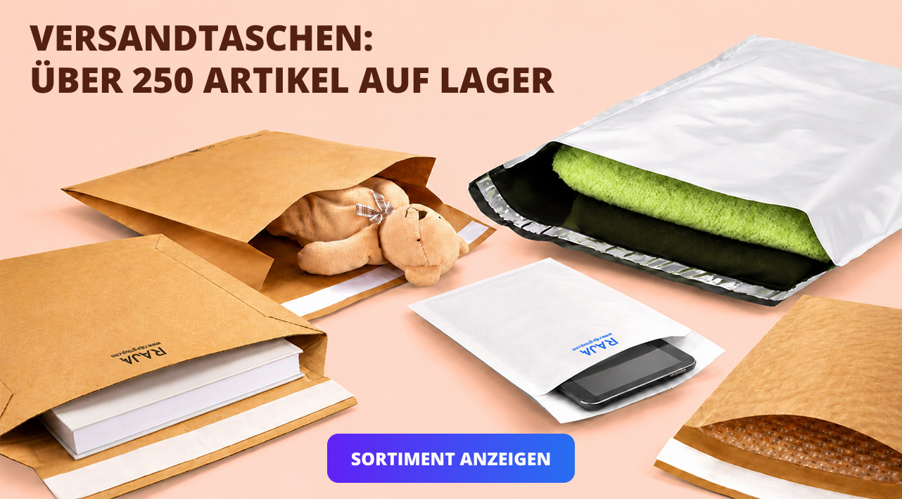 VERSANDTASCHEN: ÜBER 250 ARTIKEL AUF LAGER