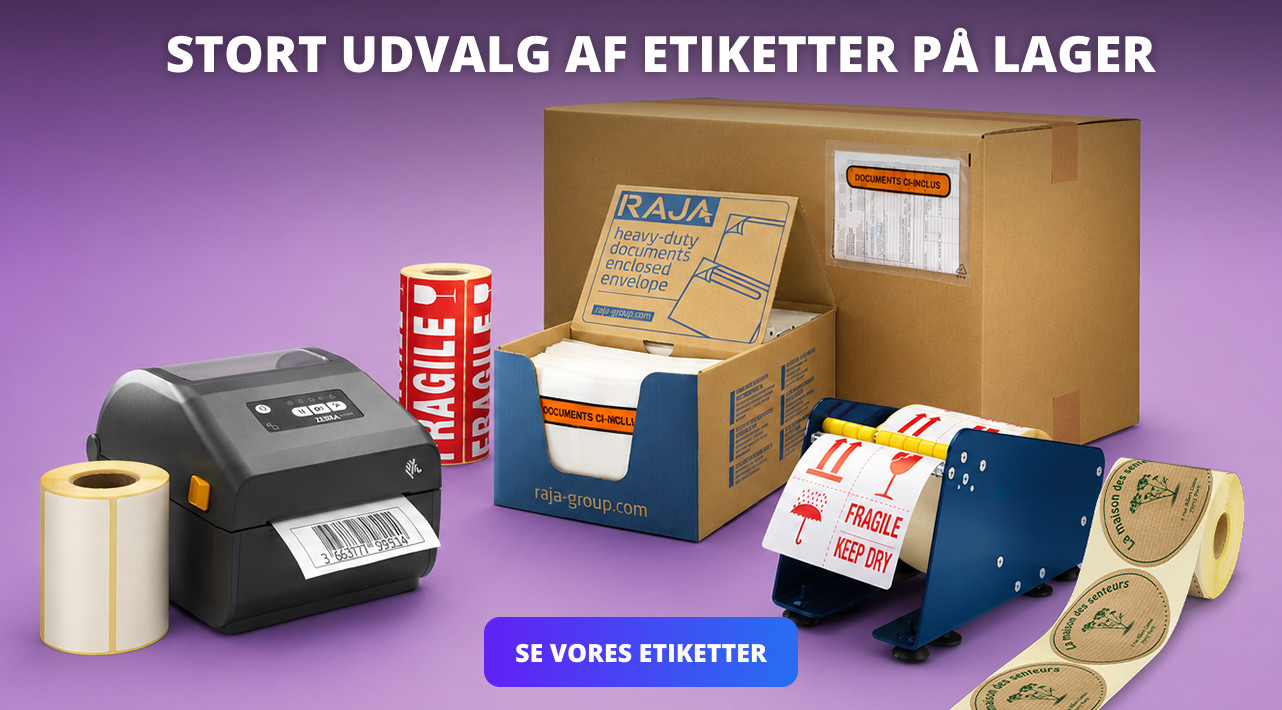 STORT UDVALG AF ETIKETTER PÅ LAGER