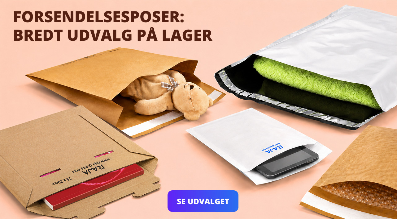 FORSENDELSESPOSER: BREDT UDVALG PÅ LAGER