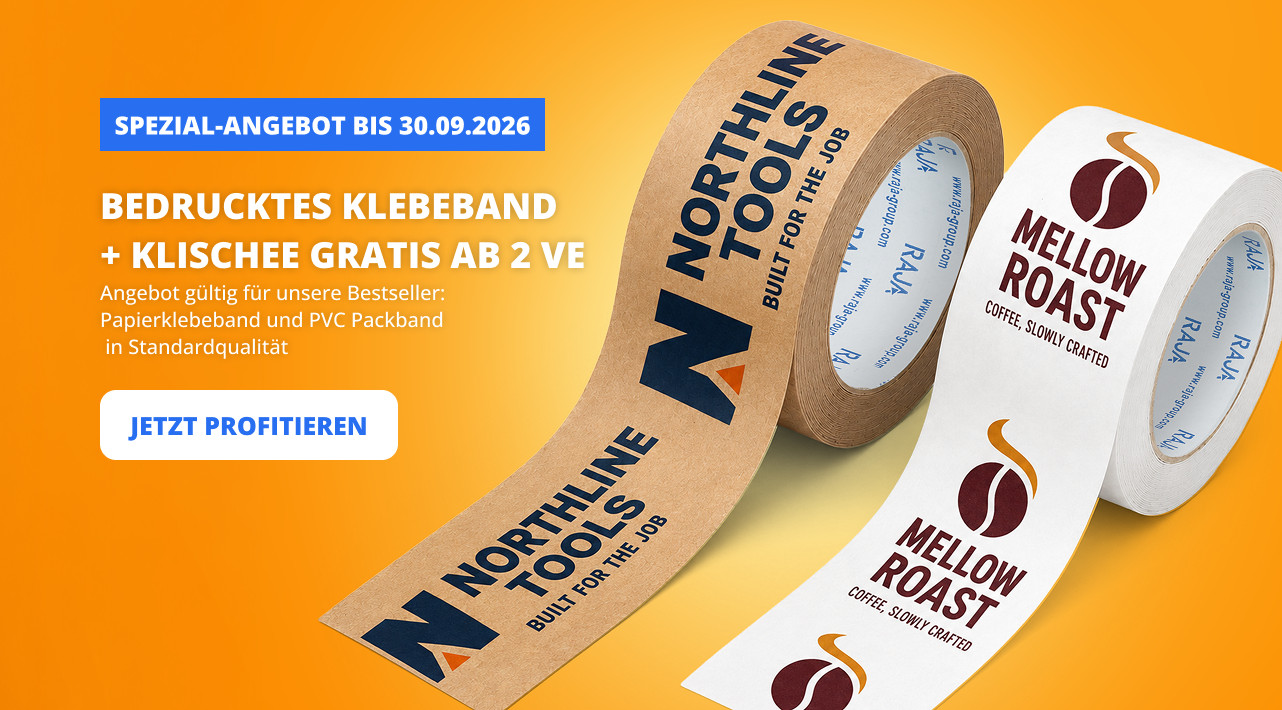 BEDRUCKTES KLEBEBAND + KLISCHEE GRATIS AB 2 VE