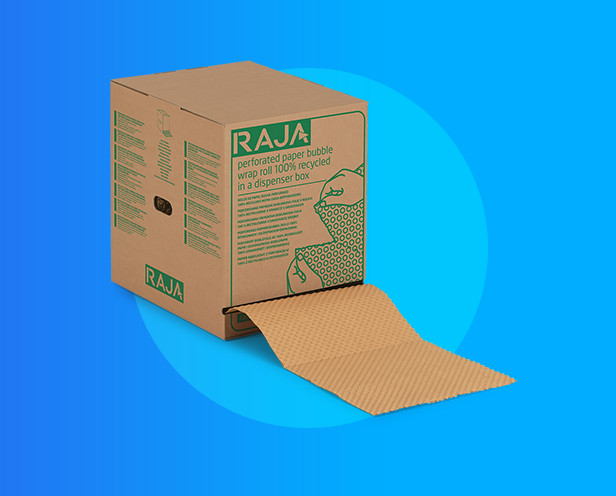 Papier bulle recyclé prédécoupé en boite distributrice RAJA