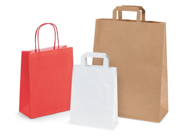 Sacs kraft brun, blanc et couleur
