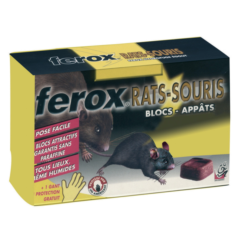 ACTO Antinuisible rats et souris Ferox en blocs hydrofuges, lot de 8