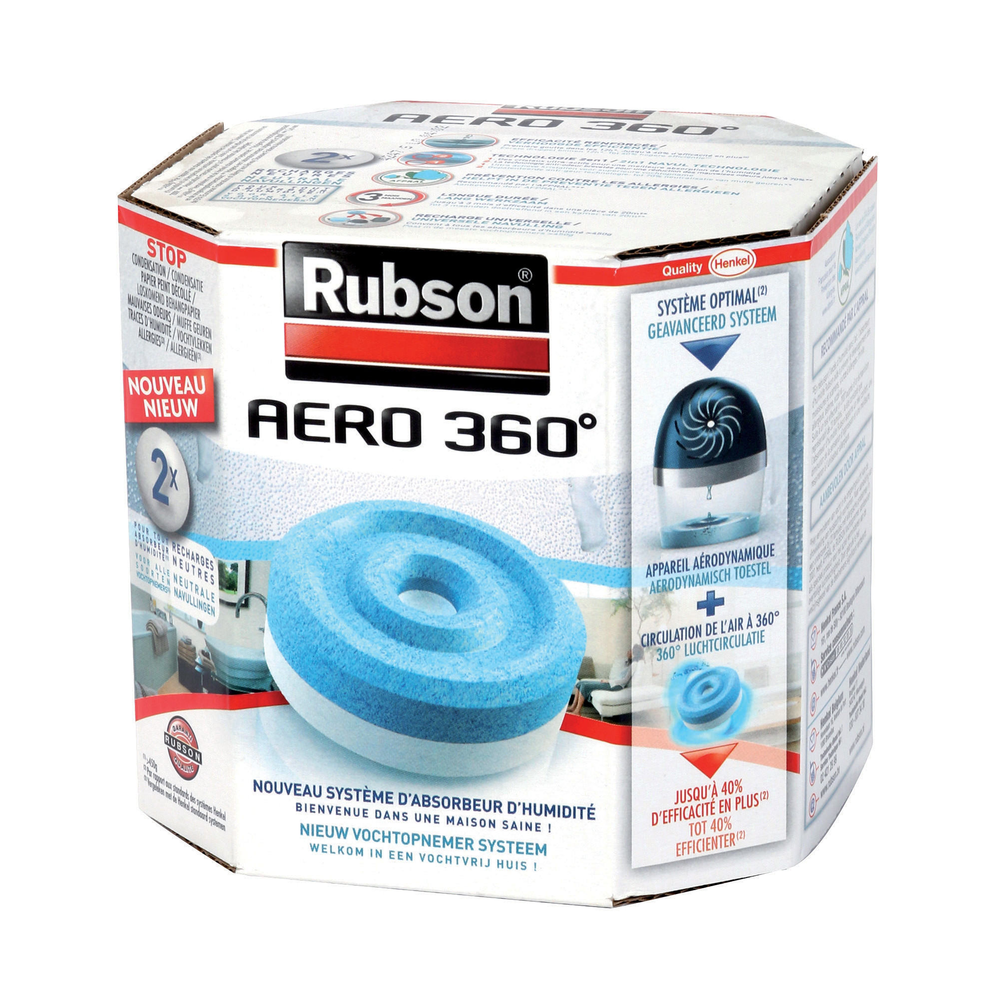 RUBSON 2 recharges Rubson pour absorbeur d'humidité Aéro 360°