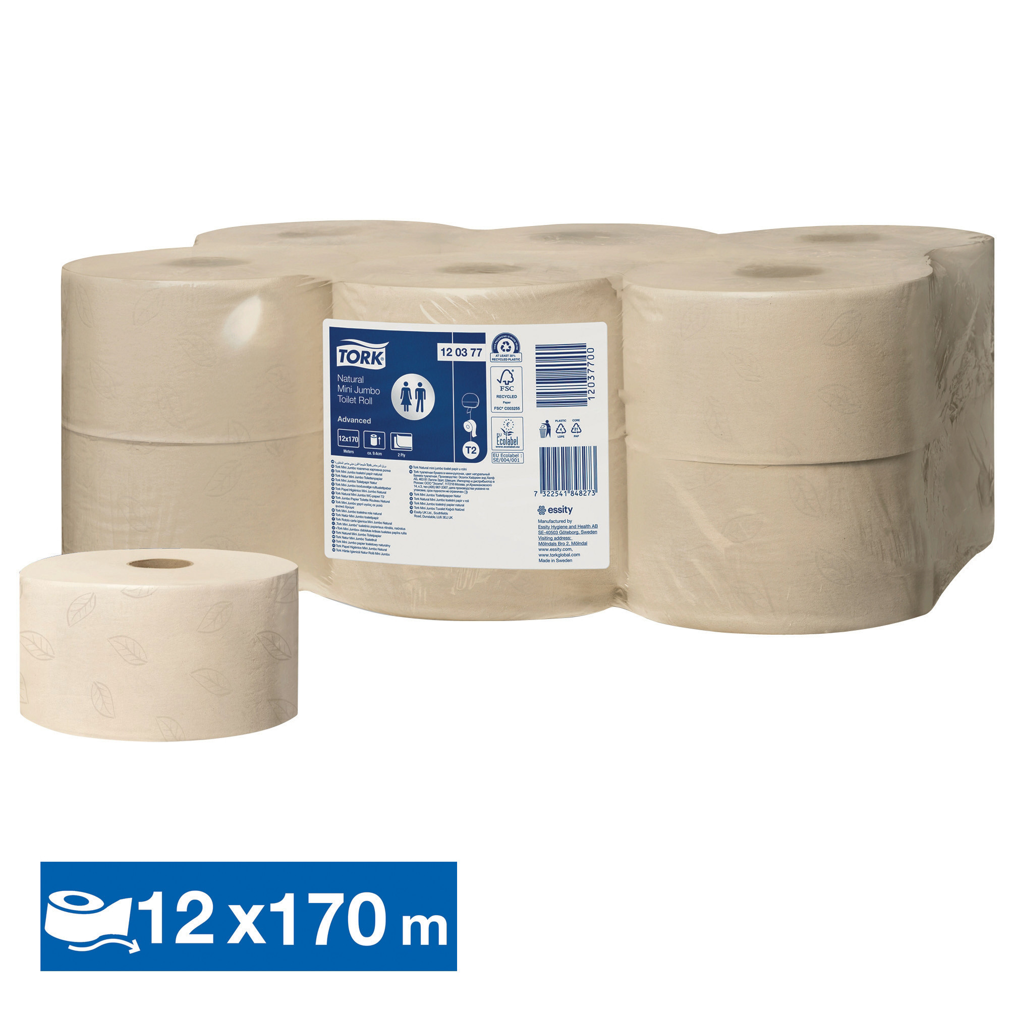 Papier toilette mini jumbo Tork Advanced, lot de 12