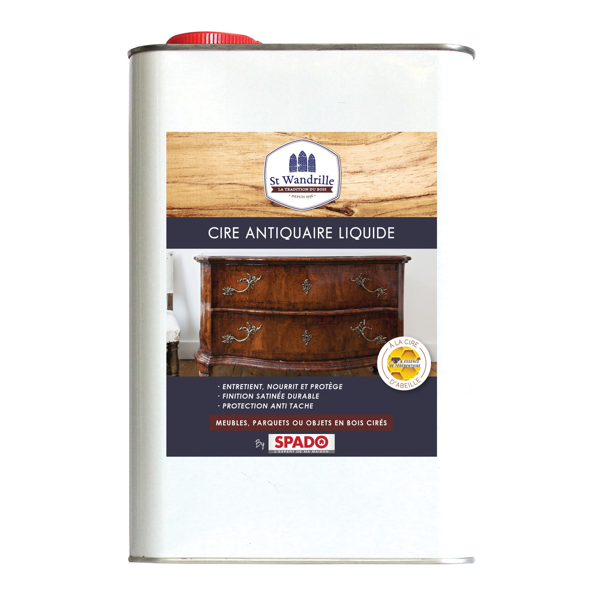 SPADO Cire antiquaire liquide Entretient nourrit et protège Protection anti tache Fabriqué en France - vue 2