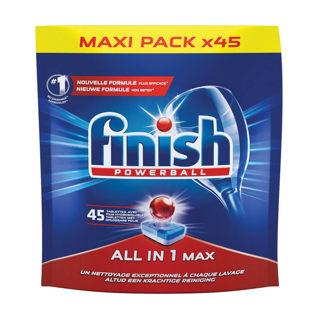 FINISH Tablettes lave-vaisselle cycle long Finish All in 1 Max, sachet de 45