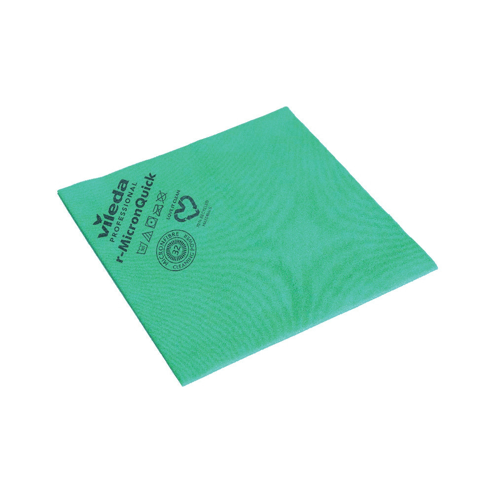 Lavettes microfibre r-MicronQuick Vileda vertes, lot de 5