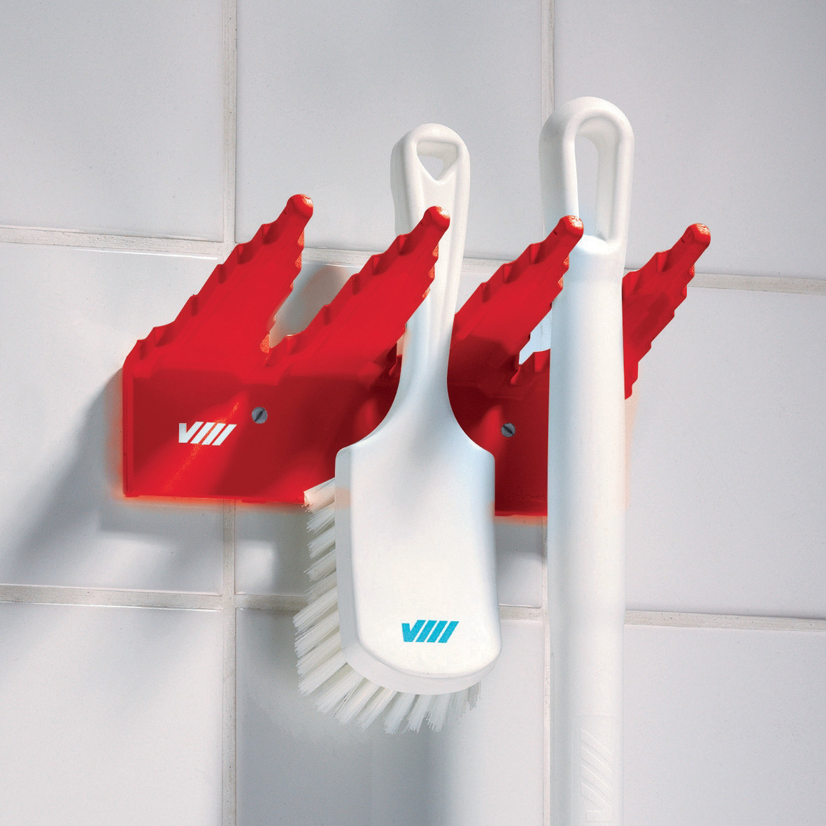 VIKAN Support mural pour balai Vikan rouge