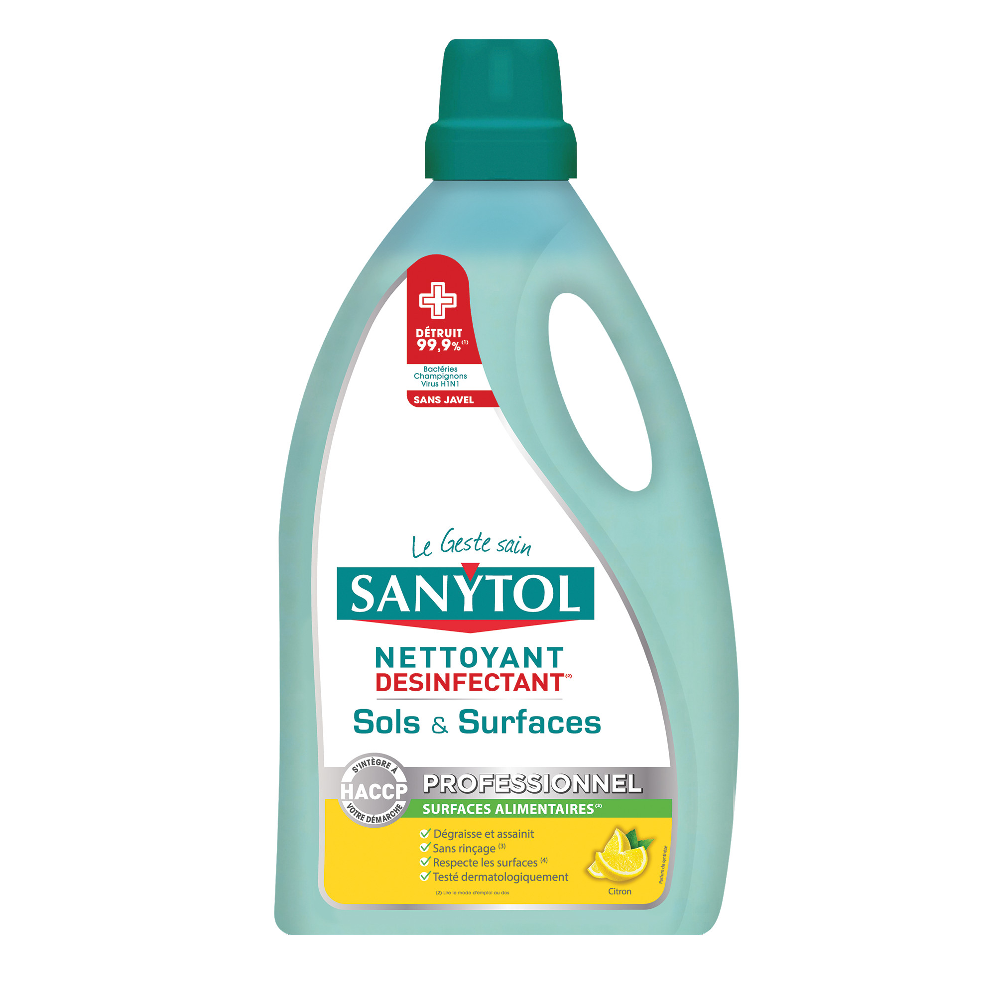 SANYTOL Désinfectant multi-usages nettoyant HACCP Sanytol citron 5 L