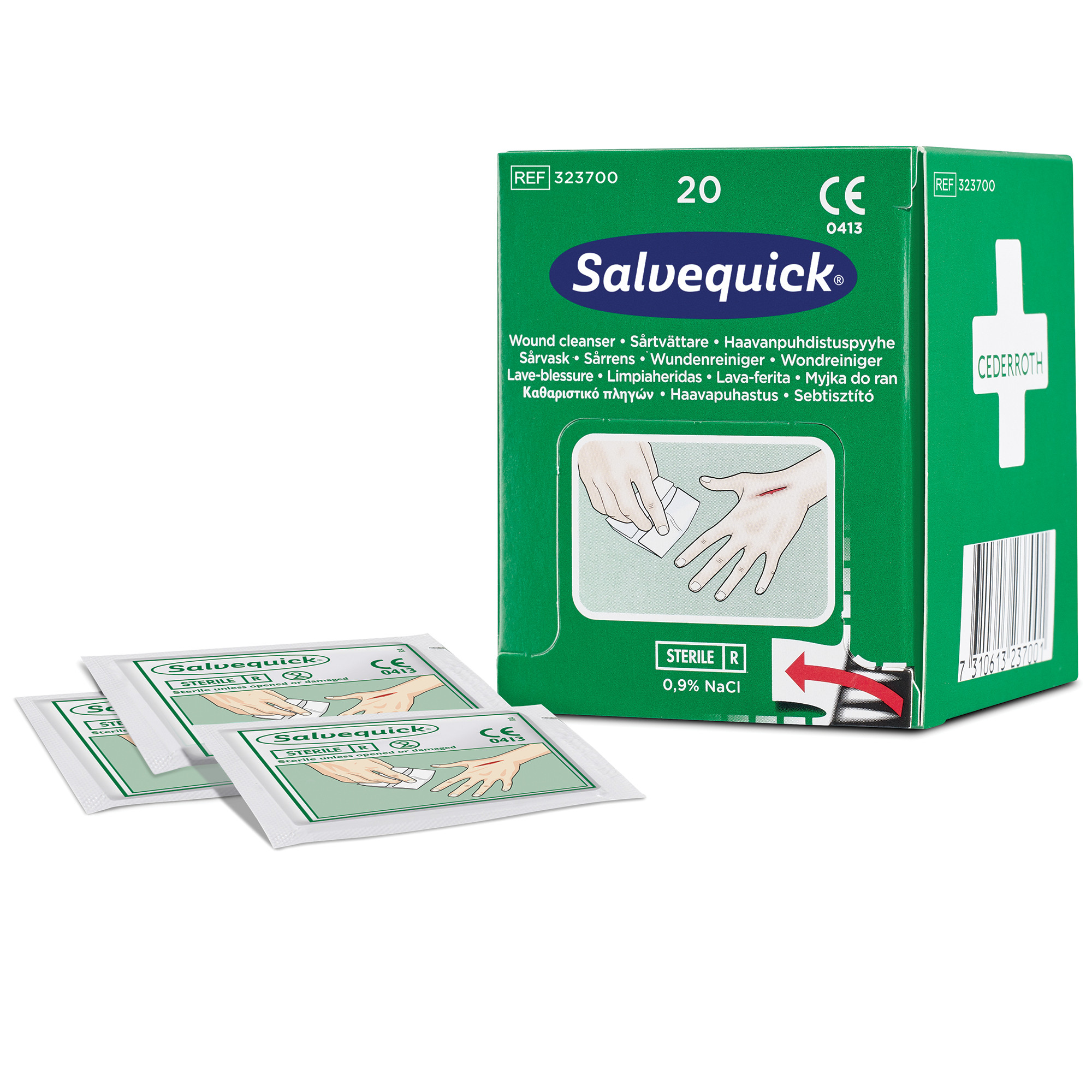 Lingettes lave blessure SALVEQUICK, boîte de 20 lingettes