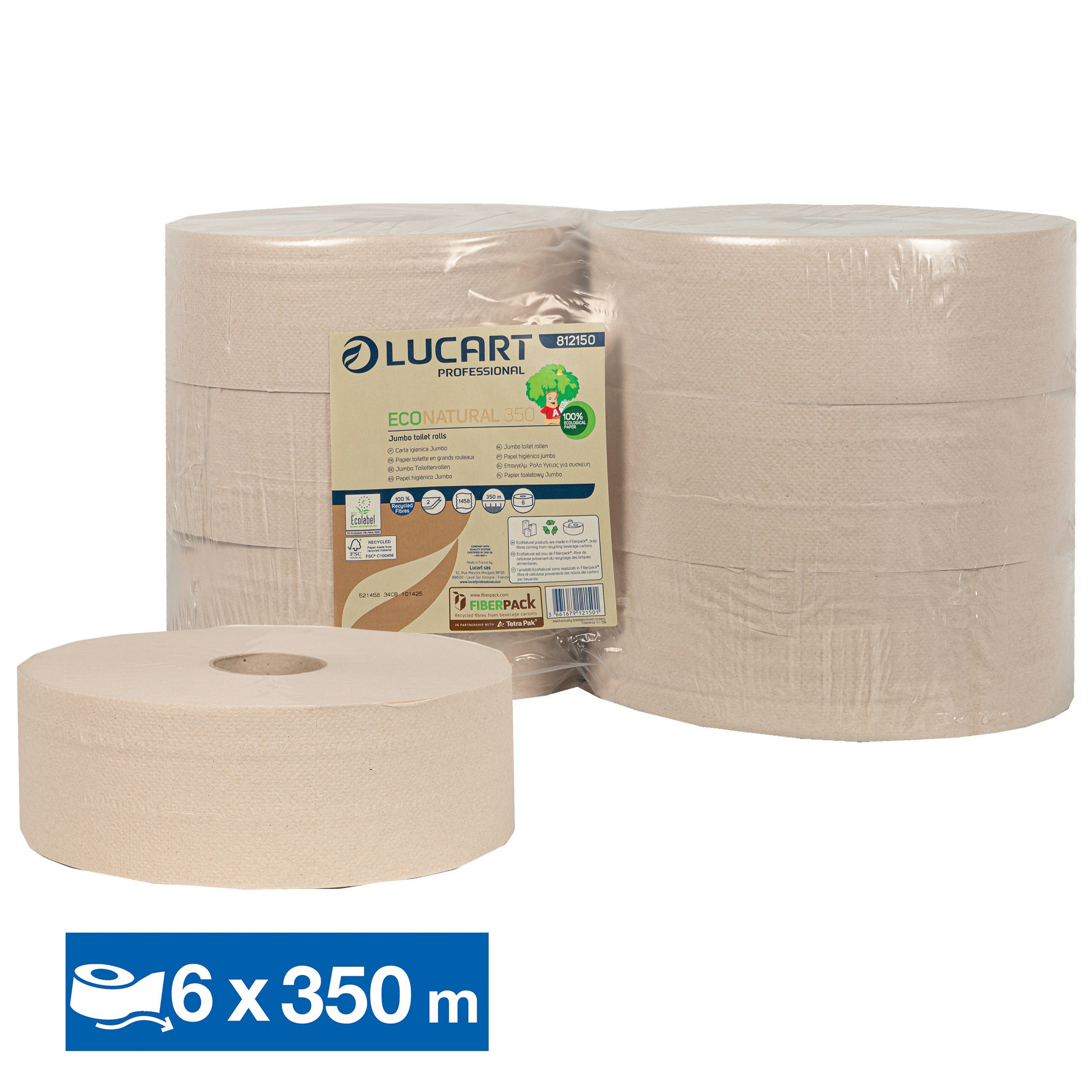 Papier toilette maxi jumbo Lucart EcoNatural économique, lot de 6