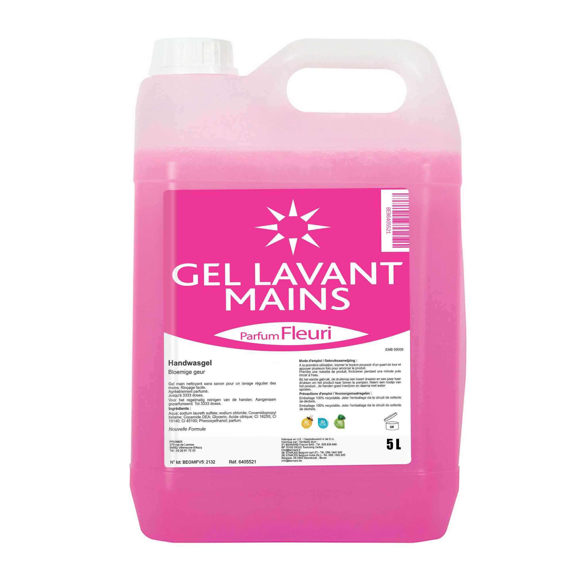Gel lavant mains économique parfum fleuri 5 L