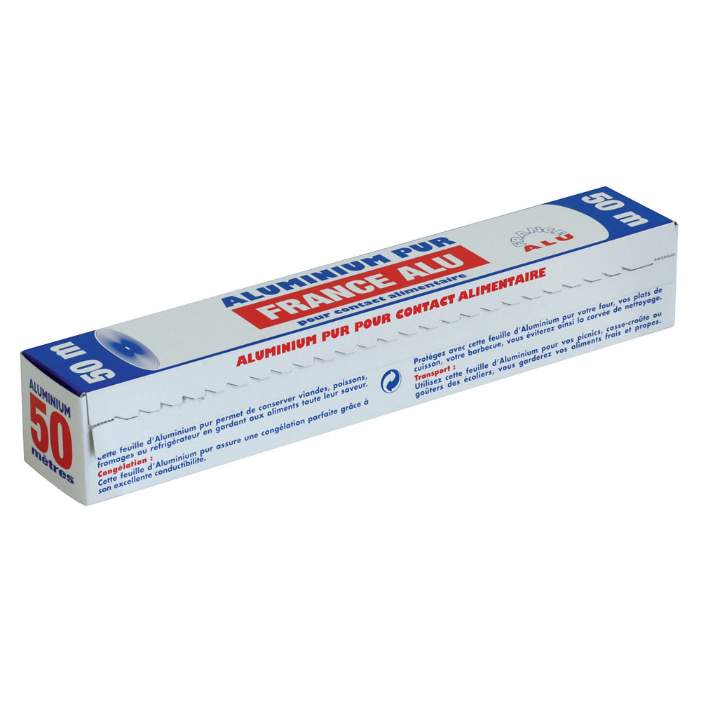 Papier aluminium en rouleau de 50 m x 30 cm, le lot de 5